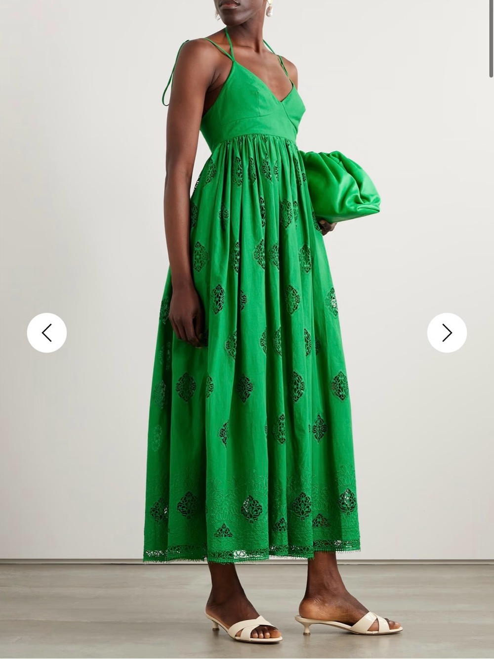ERDEM Emerald Green Spaghetti-Strap Embroidered Maxi Dress